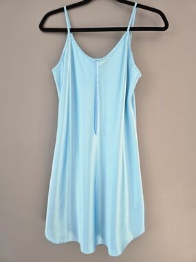 Light Blue Satin Slip Chemise - Women's Sleepwear
